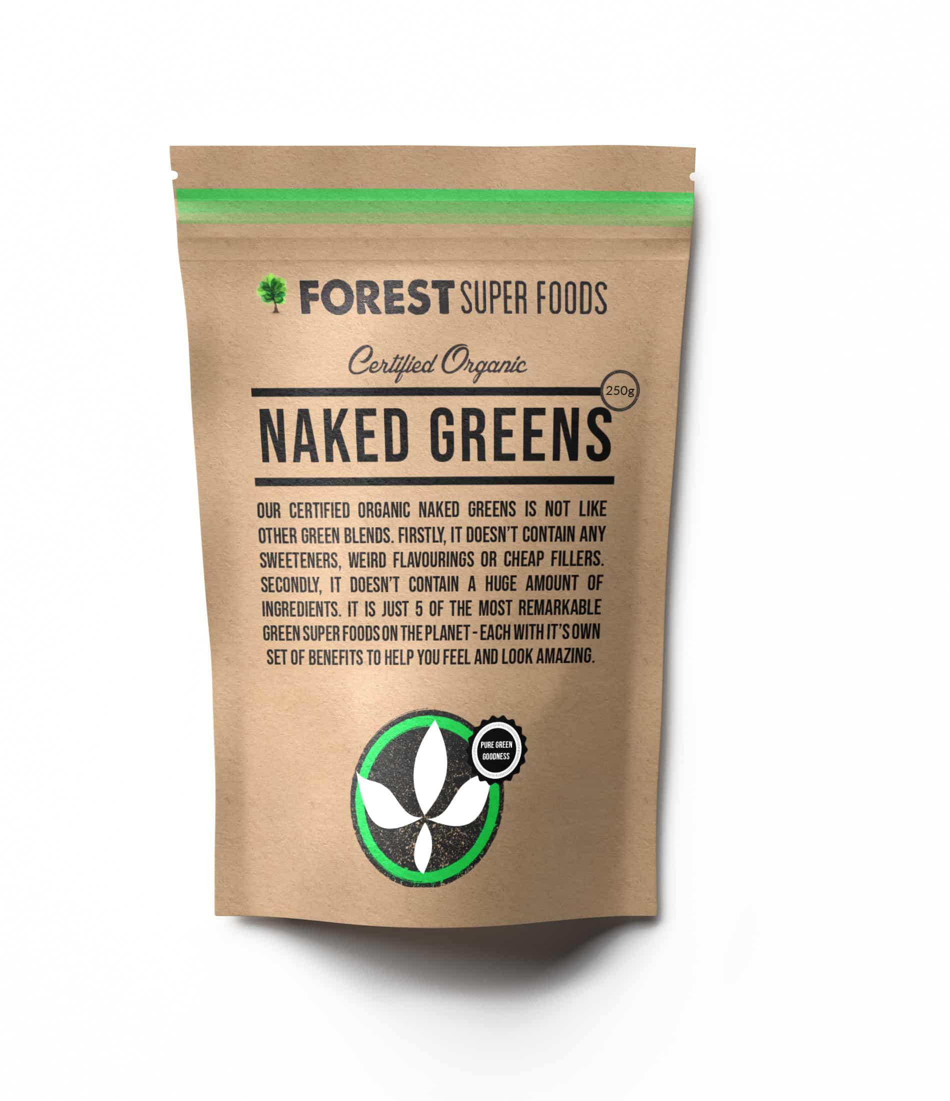 Daily Foundation Kit featuring certified organic Naked Greens powder in eco-friendly resealable pouch for natural wellnessboost